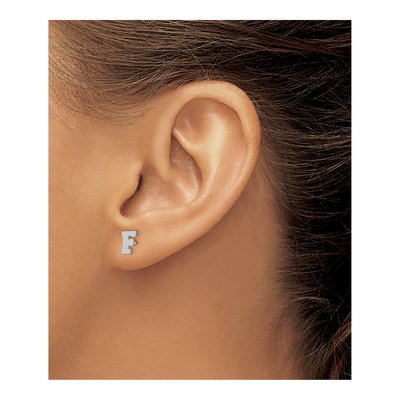 Sterling Silver Letter F Stud Earrings – view 3