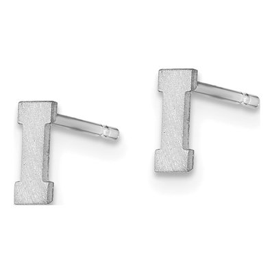 Sterling Silver Initial I Stud Earrings – view 2