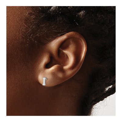 Sterling Silver Initial I Stud Earrings – view 3