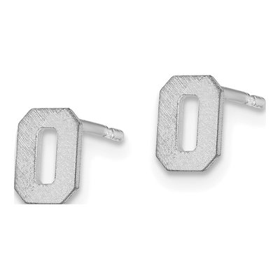 Sterling Silver Letter O Stud Earrings – view 2