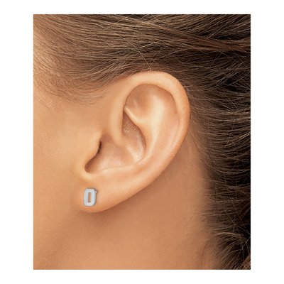 Sterling Silver Letter O Stud Earrings – view 3