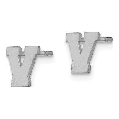 Sterling Silver Letter V Stud Earrings – view 3