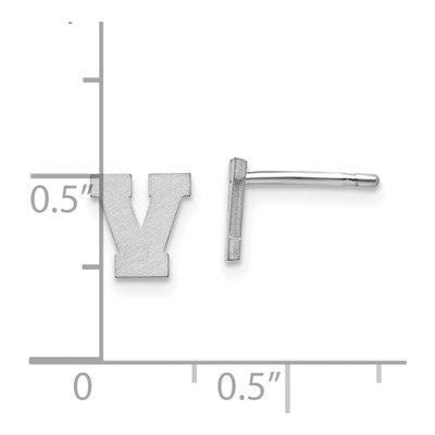 Sterling Silver Letter V Stud Earrings – view 6