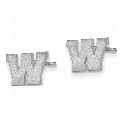 Sterling Silver Letter W Stud Earrings – view 3