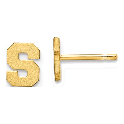 14K Yellow Gold Letter S Stud Earrings
