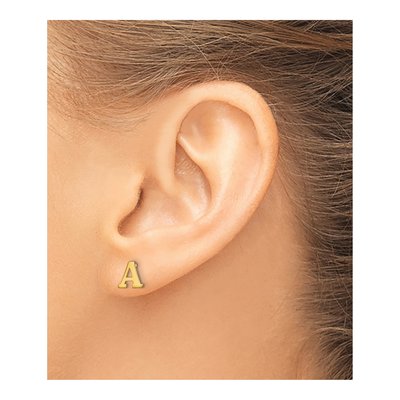 Gold-Plated Sterling Silver Letter A Stud Earrings – view 3