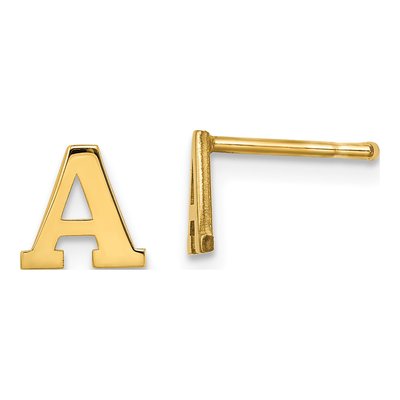 Gold-Plated Sterling Silver Letter A Stud Earrings