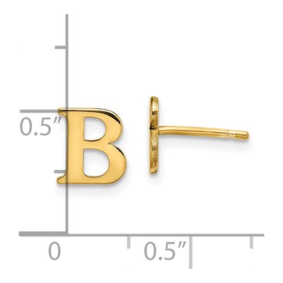 Gold-Plated Sterling Silver Letter B Stud Earrings – view 4