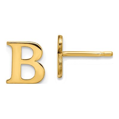 Gold-Plated Sterling Silver Letter B Stud Earrings