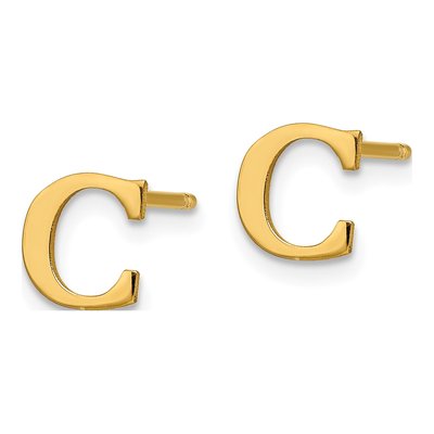 Gold-Plated Sterling Silver Letter C Stud Earrings – view 2