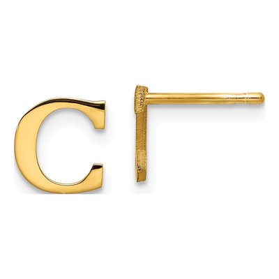Gold-Plated Sterling Silver Letter C Stud Earrings