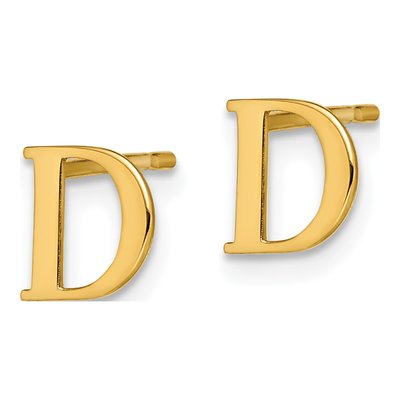 Gold-Plated Sterling Silver Letter D Stud Earrings – view 3