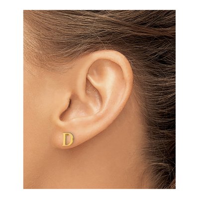 Gold-Plated Sterling Silver Letter D Stud Earrings – view 5