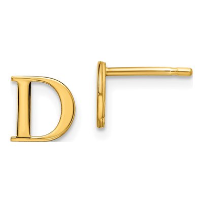 Gold-Plated Sterling Silver Letter D Stud Earrings