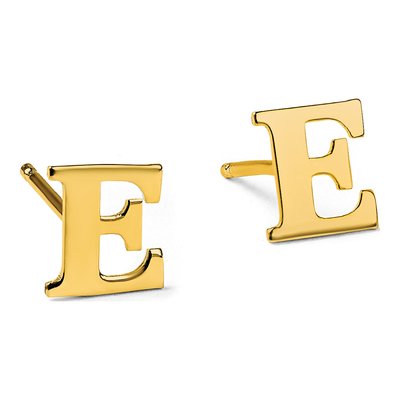 Gold-Plated Sterling Silver Letter E Stud Earrings – view 5