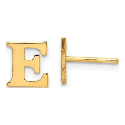 Gold-Plated Sterling Silver Letter E Stud Earrings