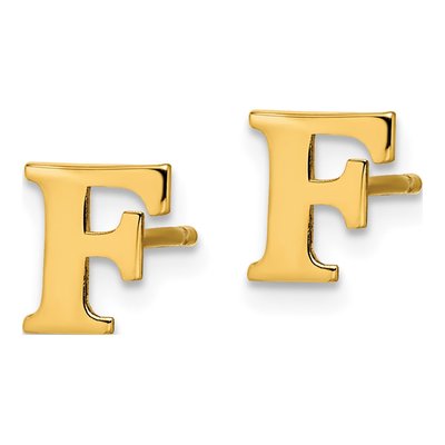 Gold-Plated Sterling Silver Letter F Stud Earrings – view 3