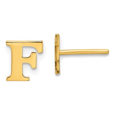 Gold-Plated Sterling Silver Letter F Stud Earrings