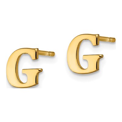 Gold-Plated Sterling Silver Letter G Stud Earrings – view 2