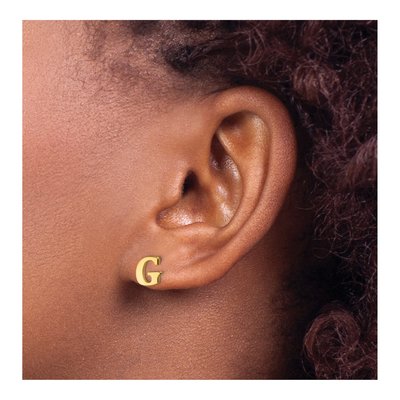 Gold-Plated Sterling Silver Letter G Stud Earrings – view 3