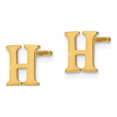 Gold-Plated Sterling Silver Letter H Stud Earrings – view 2