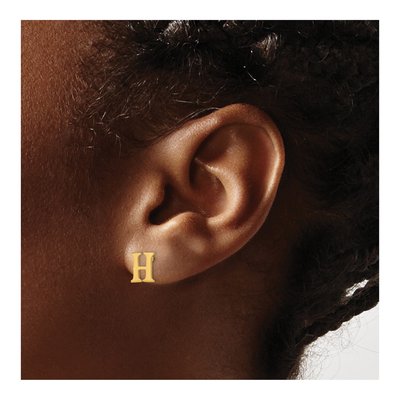 Gold-Plated Sterling Silver Letter H Stud Earrings – view 3
