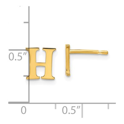 Gold-Plated Sterling Silver Letter H Stud Earrings – view 4
