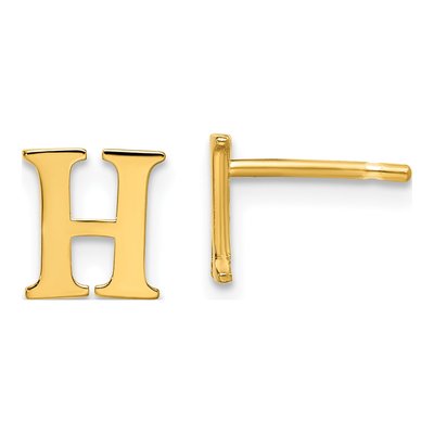 Gold-Plated Sterling Silver Letter H Stud Earrings