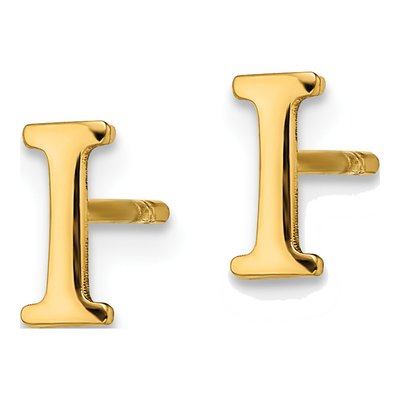 Gold-Plated Sterling Silver Initial I Stud Earrings – view 2