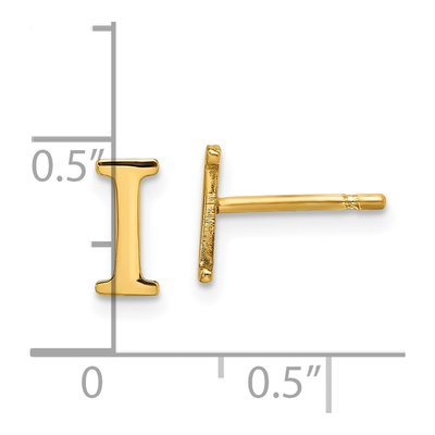 Gold-Plated Sterling Silver Initial I Stud Earrings – view 4