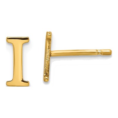 Gold-Plated Sterling Silver Initial I Stud Earrings