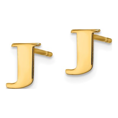 Gold-Plated Sterling Silver Letter J Stud Earrings – view 2