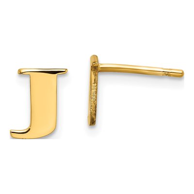 Gold-Plated Sterling Silver Letter J Stud Earrings