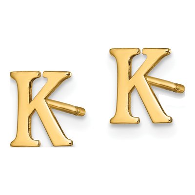 Gold-Plated Sterling Silver Letter K Stud Earrings – view 2