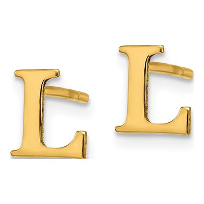 Gold-Plated Sterling Silver Letter L Stud Earrings – view 2