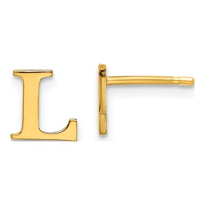 Gold-Plated Sterling Silver Letter L Stud Earrings
