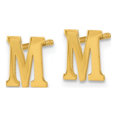 Gold-Plated Sterling Silver Letter M Stud Earrings – view 2