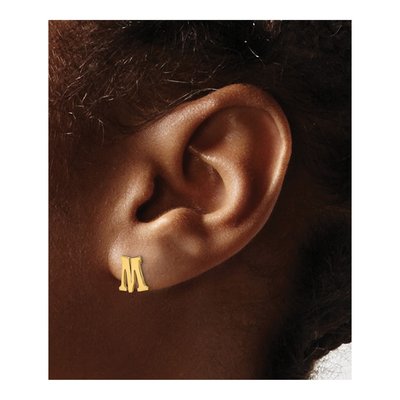 Gold-Plated Sterling Silver Letter M Stud Earrings – view 3