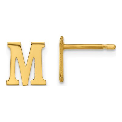 Gold-Plated Sterling Silver Letter M Stud Earrings