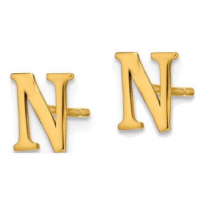 Gold-Plated Sterling Silver Letter N Stud Earrings – view 2