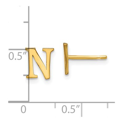 Gold-Plated Sterling Silver Letter N Stud Earrings – view 4