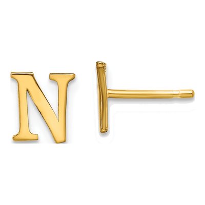 Gold-Plated Sterling Silver Letter N Stud Earrings