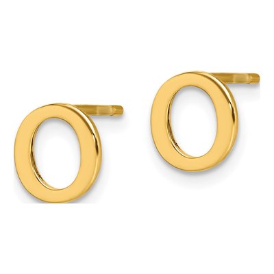 Gold-Plated Sterling Silver Letter O Stud Earrings – view 2