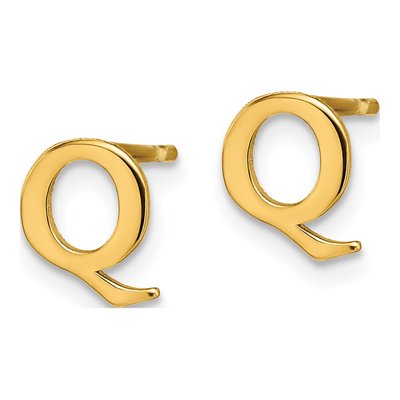 Gold-Plated Sterling Silver Letter Q Stud Earrings – view 2