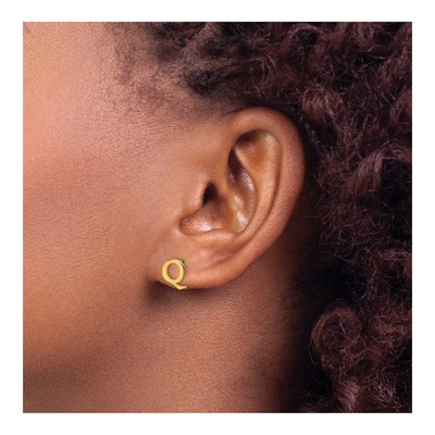 Gold-Plated Sterling Silver Letter Q Stud Earrings – view 3