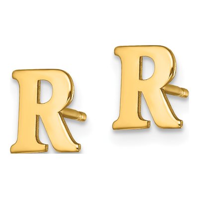 Gold-Plated Sterling Silver Letter R Stud Earrings – view 2