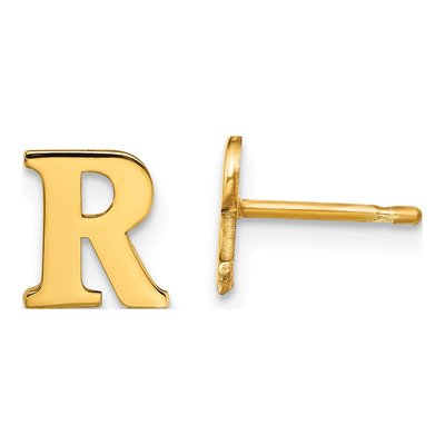 Gold-Plated Sterling Silver Letter R Stud Earrings