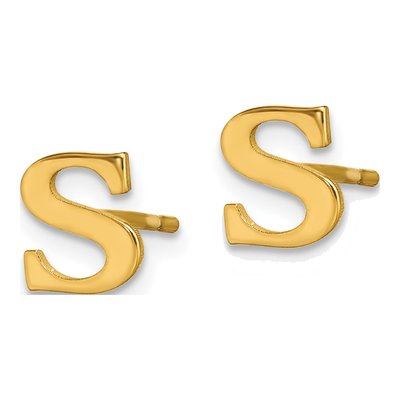 Gold-Plated Sterling Silver Letter S Stud Earrings – view 2