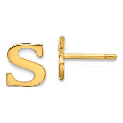 Gold-Plated Sterling Silver Letter S Stud Earrings