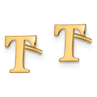 Gold-Plated Sterling Silver Letter T Stud Earrings – view 2